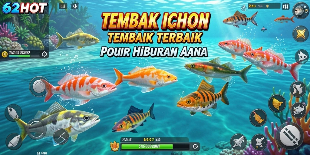 Screenshot gameplay 62HOT menampilkan aksi menembak ikan yang seru.