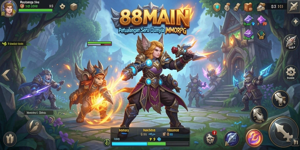 Screenshot 88MAIN menampilkan aksi seru dalam gameplay MMORPG.
