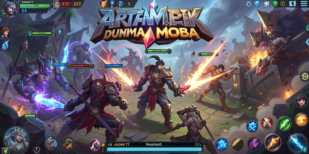 Tampilan aksi seru dalam gameplay MOBA ADAM77.
