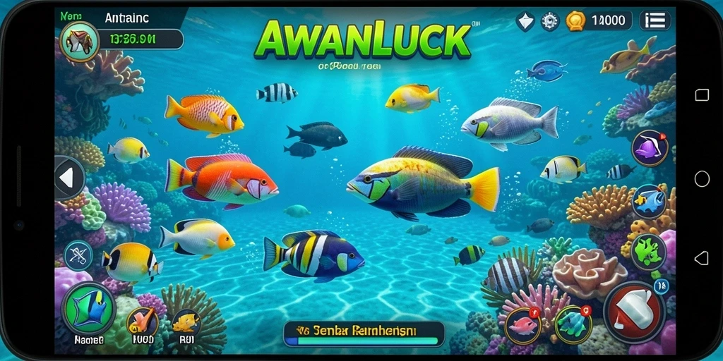 Screenshot gameplay menembak ikan yang seru di AWANLUCK.