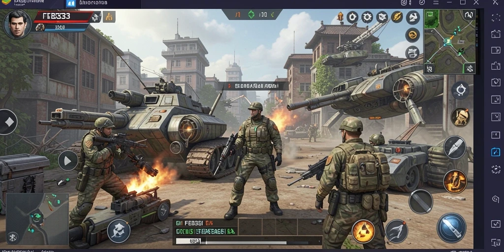 Screenshot gameplay FB333 menampilkan pertempuran taktis yang mendebarkan.