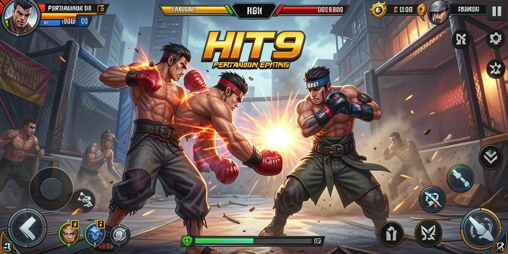 Tampilkan gameplay aksi pertarungan dalam HIT9 yang seru dan mendebarkan.