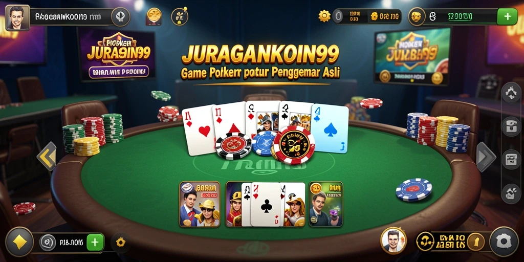 Tampilan gameplay poker yang seru di JURAGANKOIN99.