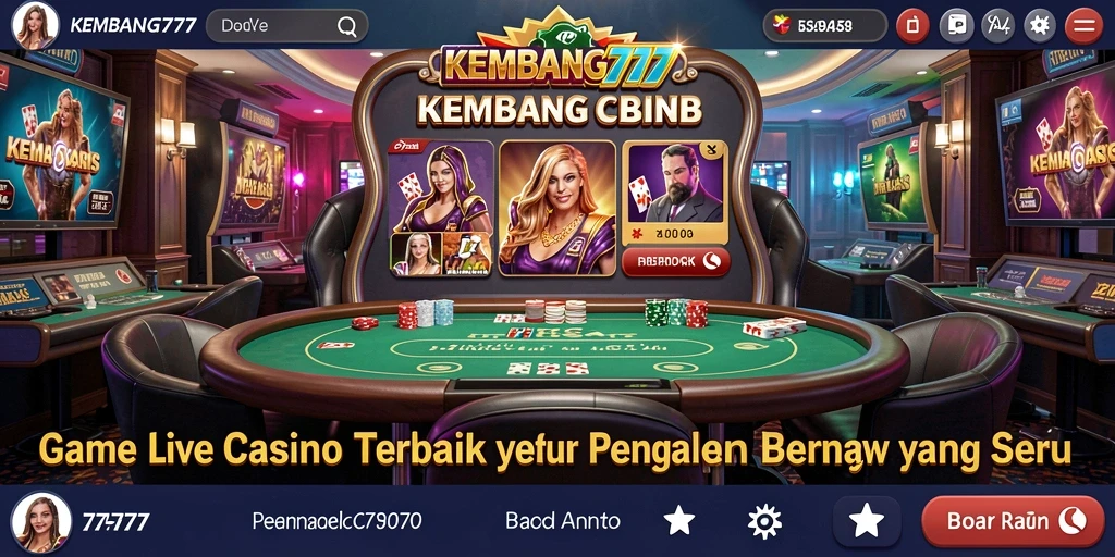 Tampilan gameplay Live Casino yang mengasyikkan dan interaktif di KEMBANG777.