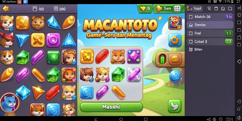 Tampilan gameplay seru dari MACANTOTO dengan kombinasi objek warna-warni.