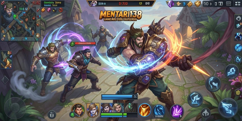 Tangkapan layar dari gameplay seru MENTARI138 di arena MOBA.