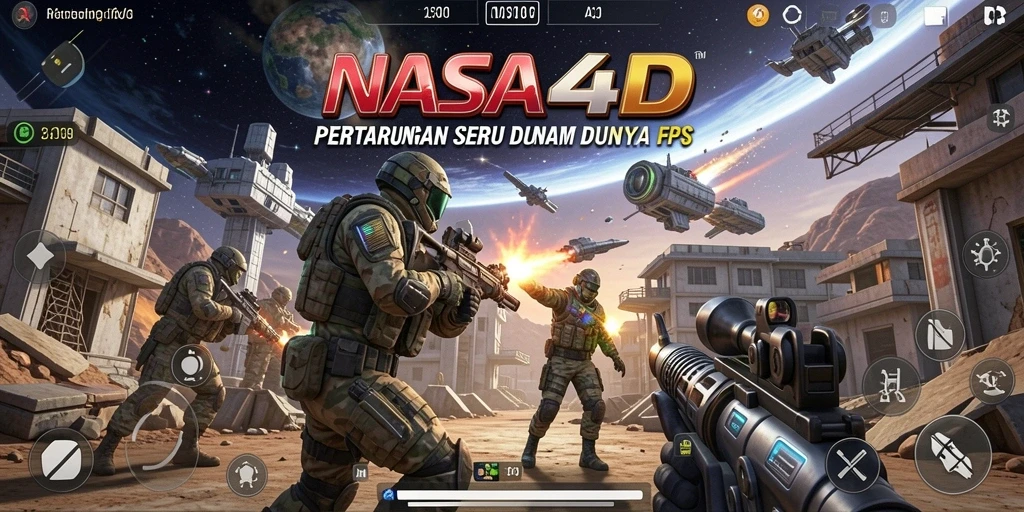Screenshot gameplay NASA4D yang menampilkan aksi seru dalam permainan FPS.