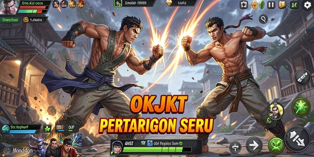 Tampilan gameplay OKJKT menampilkan aksi pertarungan yang mendebarkan.
