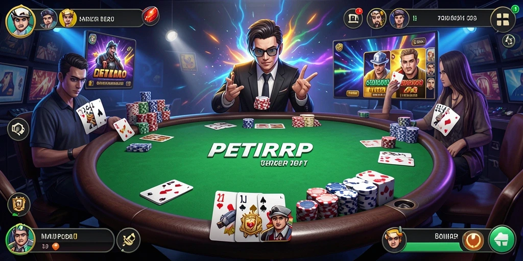 Tampilan gameplay Poker seru di PETIRRP dengan grafis yang menawan.