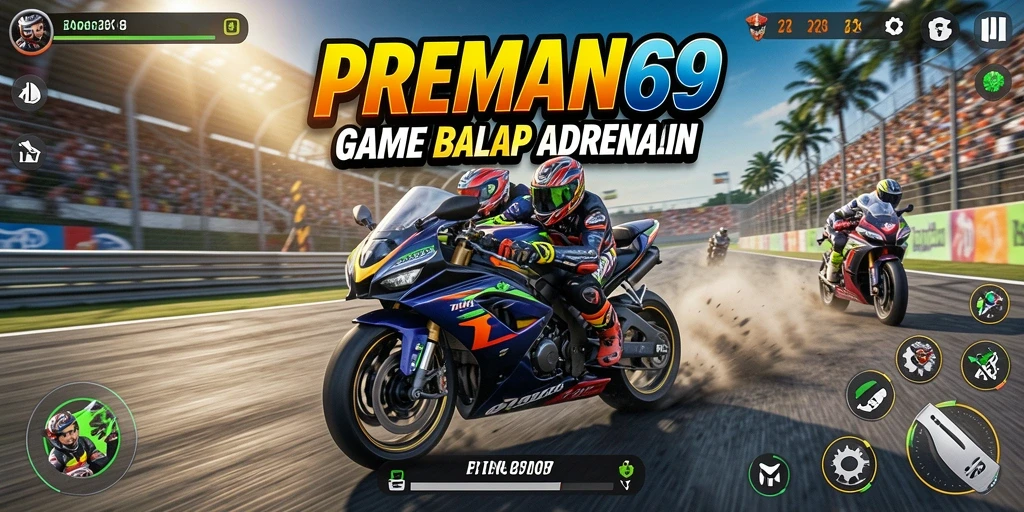 Screenshot gameplay <strong>PREMAN69</strong> yang menunjukkan aksi balap yang seru.
