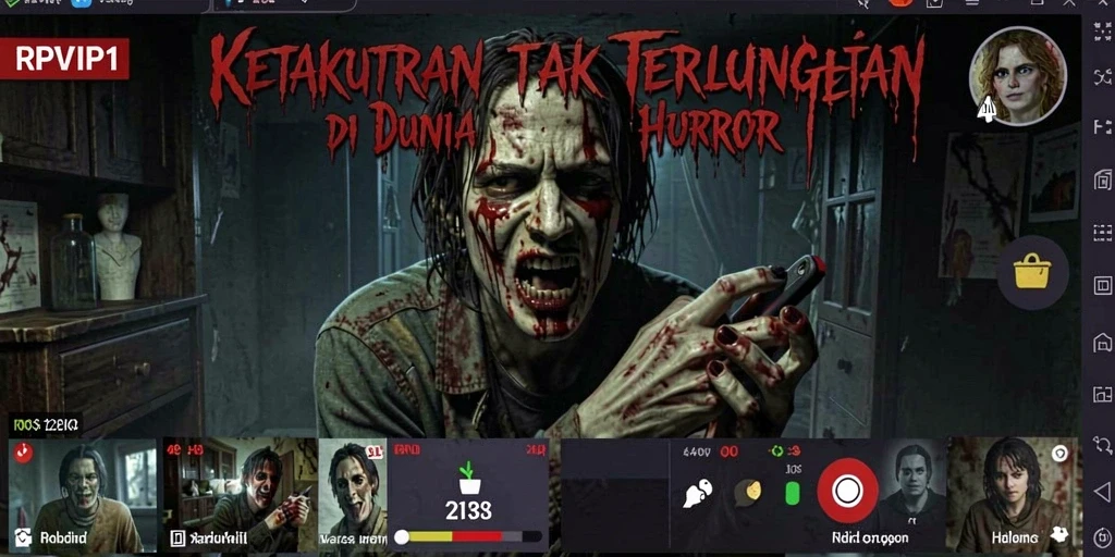 Screenshot RPVIP1 menampilkan momen menegangkan saat menjelajahi lokasi menyeramkan.