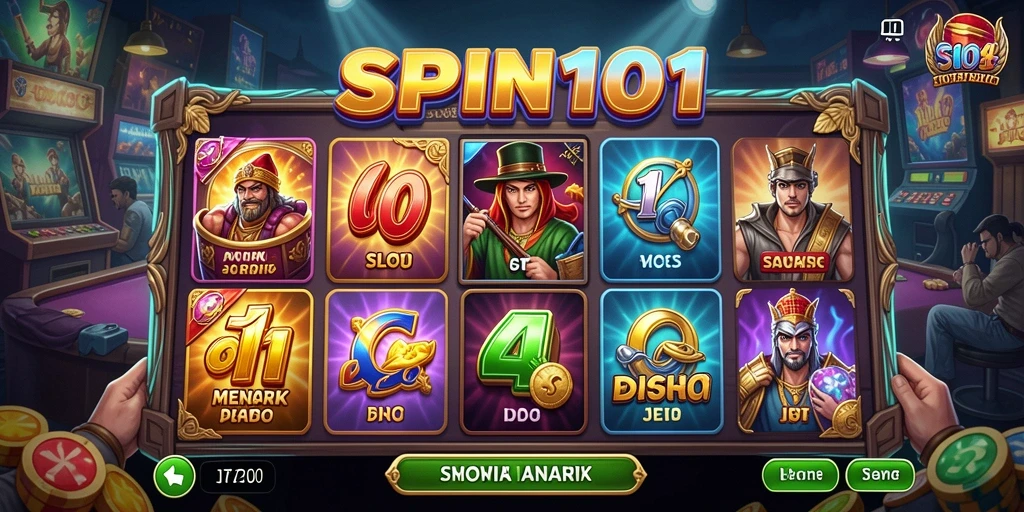 Tampilan menarik dari gameplay slot SPIN101 dengan berbagai tema menarik.