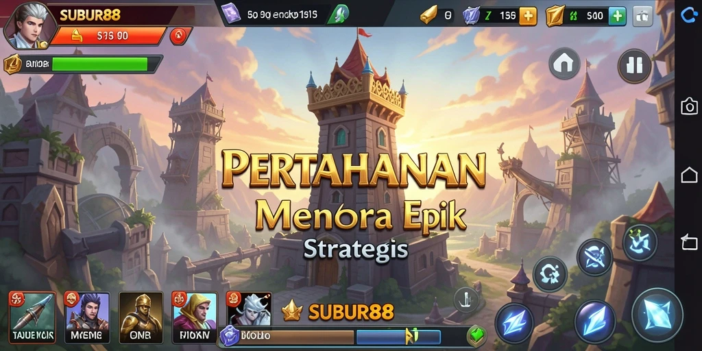 Screenshot gameplay SUBUR88 menampilkan menara yang siap mempertahankan wilayah.