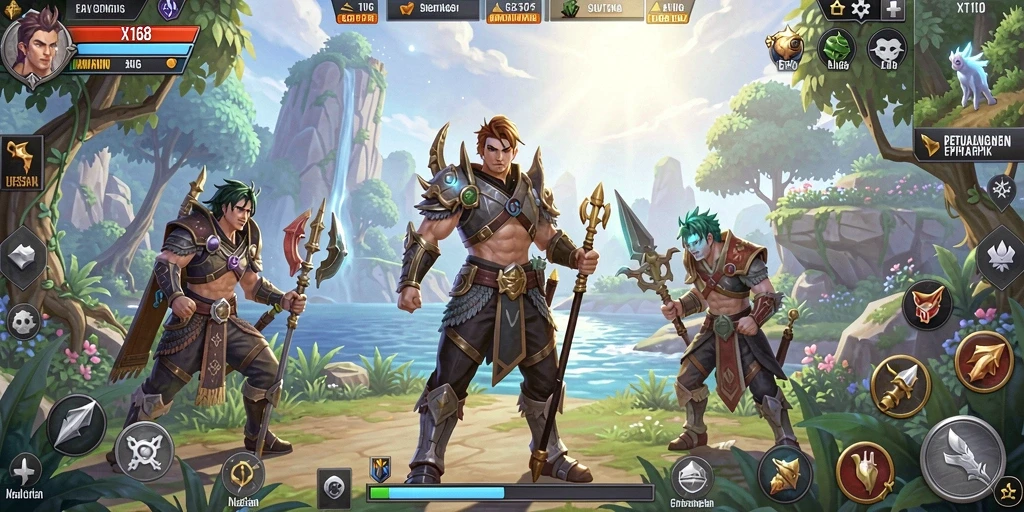 Tampilan gameplay X168 yang menegangkan dan epik.